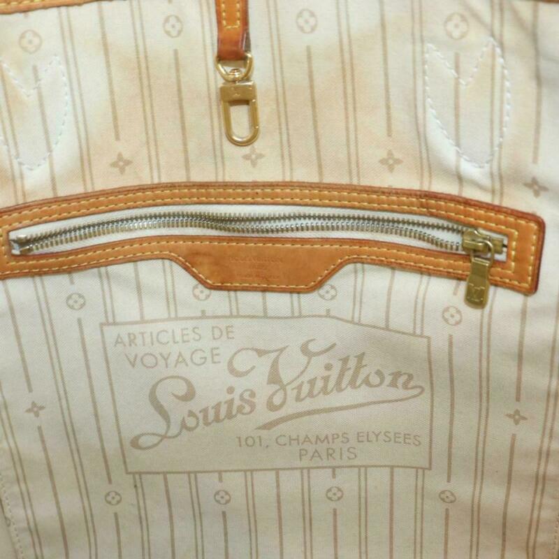 Louis Vuitton Neverfull Mm White Damier Azur Canvas Tote