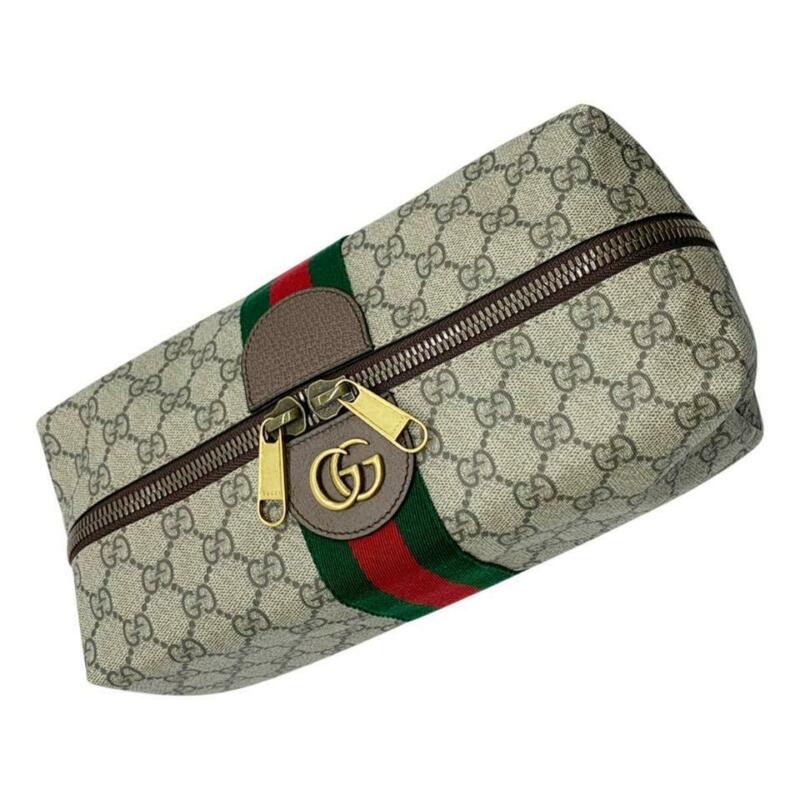 Gucci Ophidia Toiletry Pouch GG Coated Canvas Large Brown 2326921