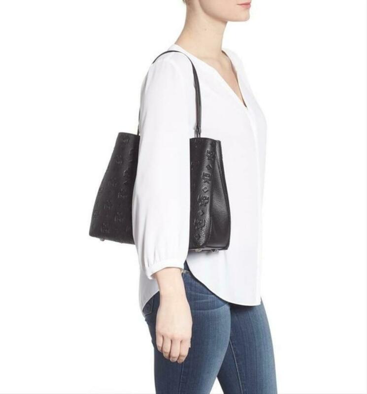 MCM Crossbody Hobo Bag Sara Convertible Shopper Black Leather Tote