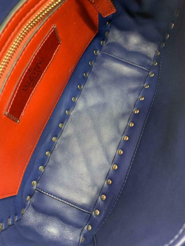 Valentino Garavani Medium Spike.it Vltn Logo Alt Blue Leather Shoulder Bag