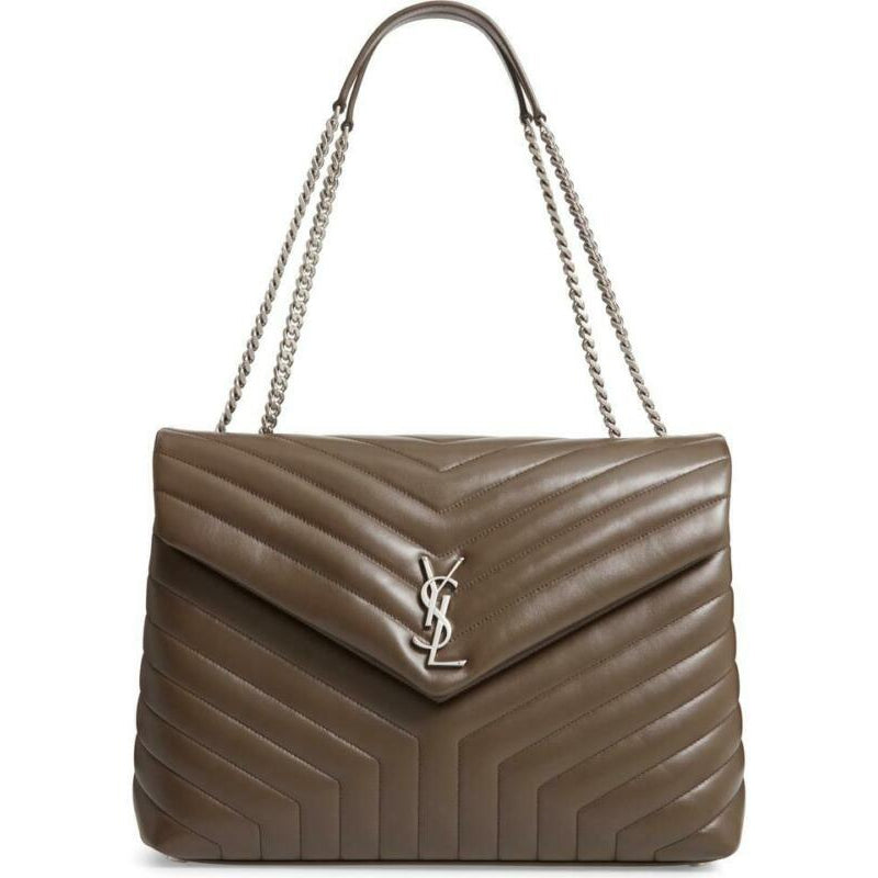 Saint Laurent Monogram Loulou Faggio Large Matelassé Brown Leather Shoulder Bag