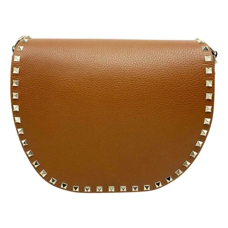 Valentino Crossbody Rockstud Saddle Brown Leather Shoulder Bag