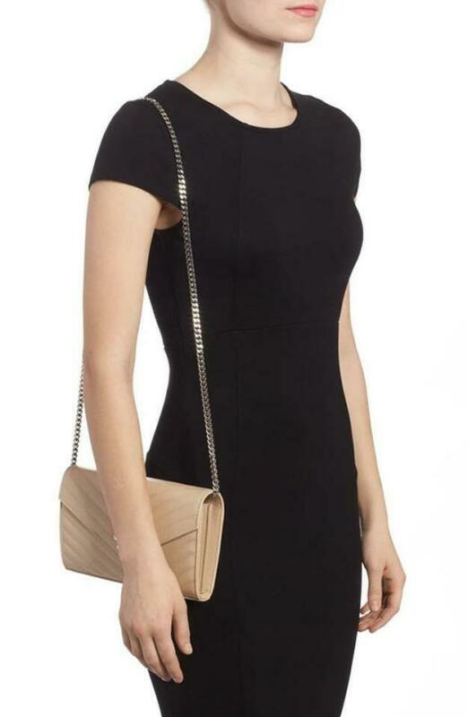 Saint Laurent Monogram Medium Wallet On A Chain Woc Beige Leather Cross Body Bag