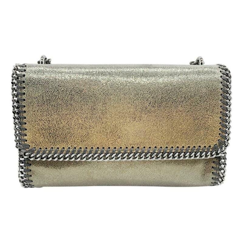 Stella McCartney Ombre Falabella Shaggy Deer Metallic Grey Faux Leather Shoulder