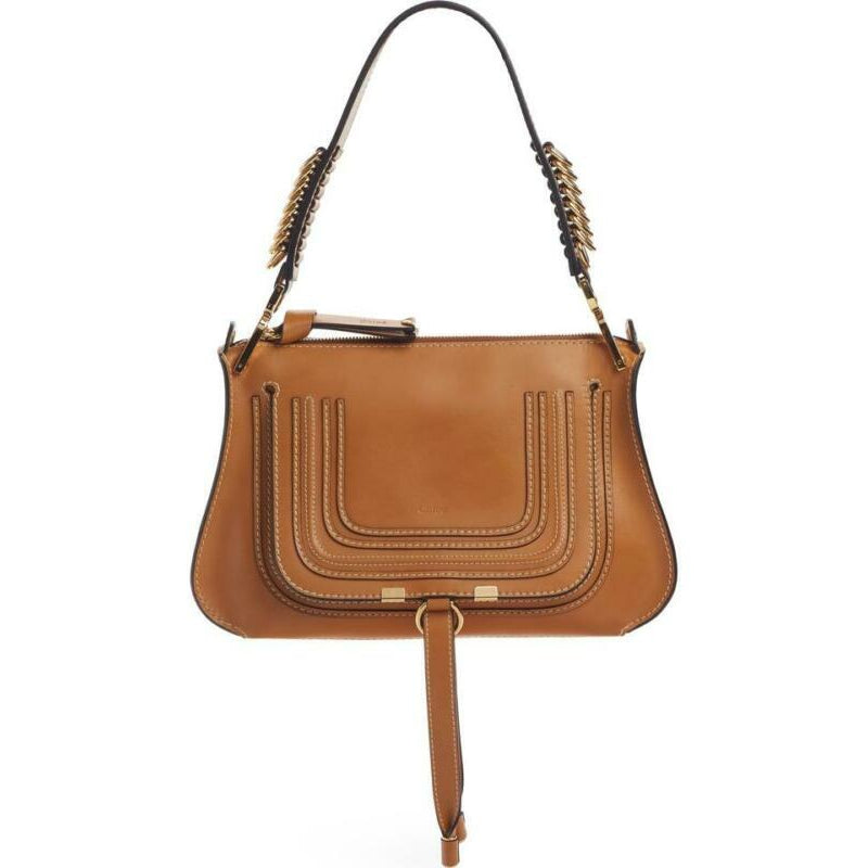 Chloé Top Handle Marcie Brown Leather Shoulder Bag - MyDesignerly