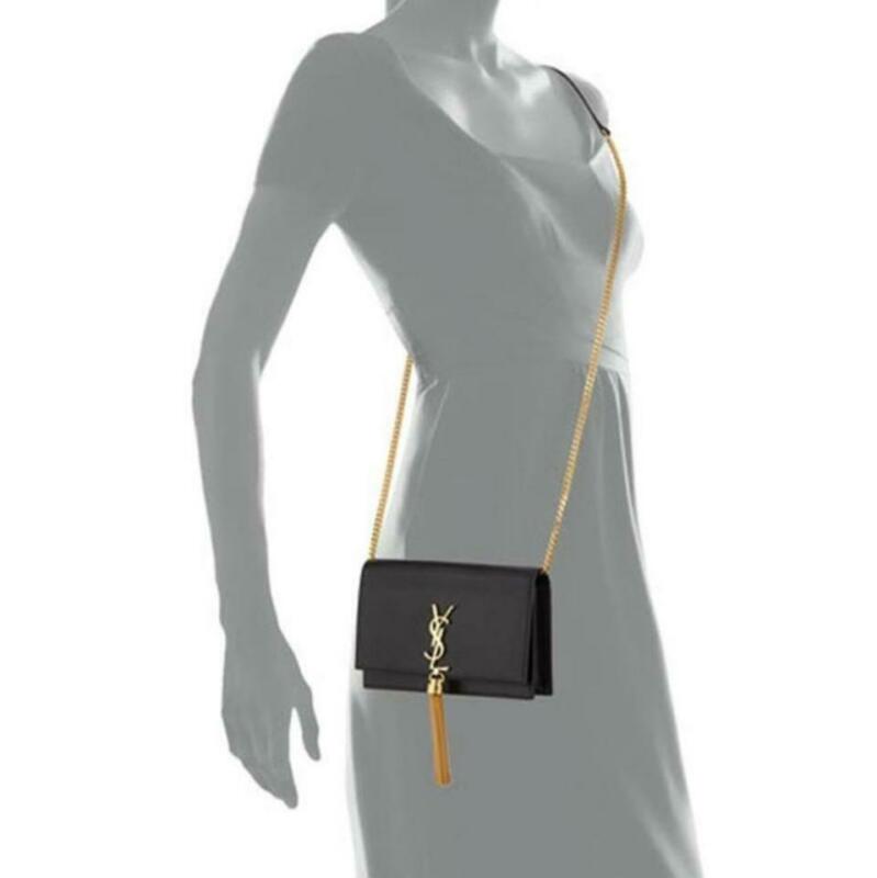 Saint Laurent Monogram Kate Chain Wallet Smooth Calfskin Classic Tassel Black