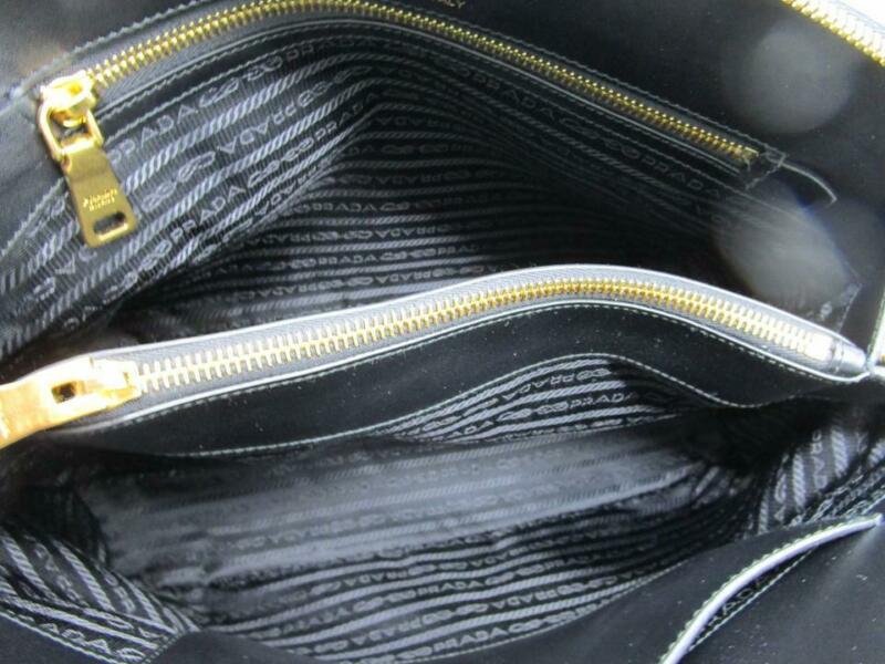 Prada Calfskin Dome Logo Black Leather Satchel