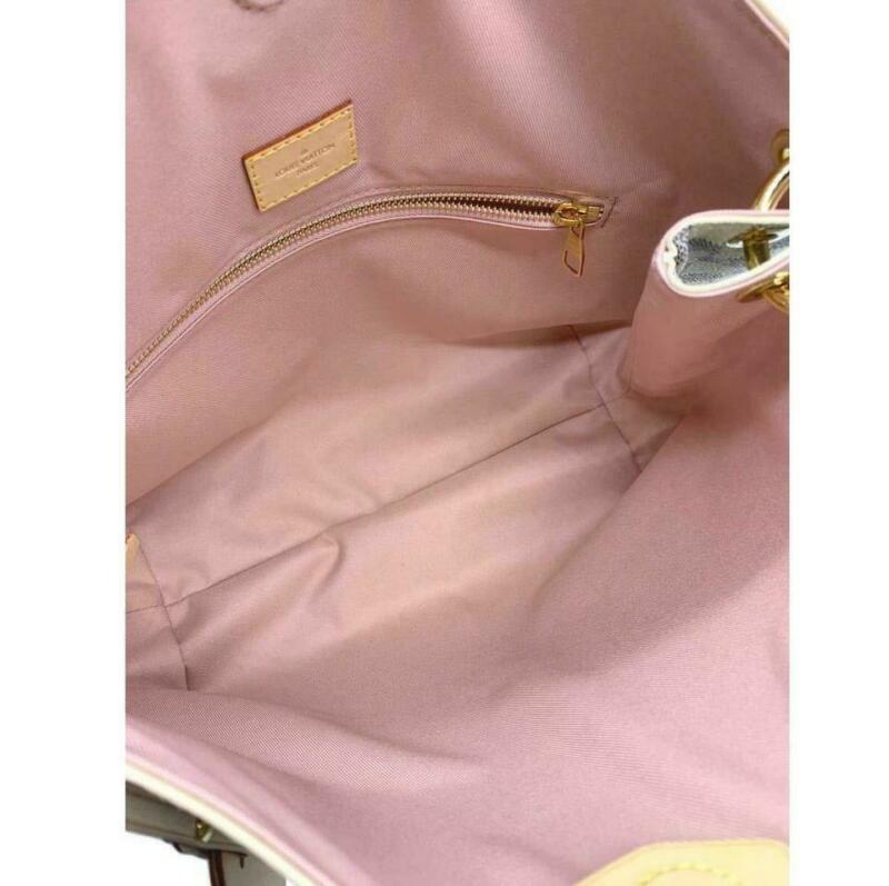 Louis Vuitton Graceful Pm Rose Ballerine White Damier Azur Canvas Hobo Bag