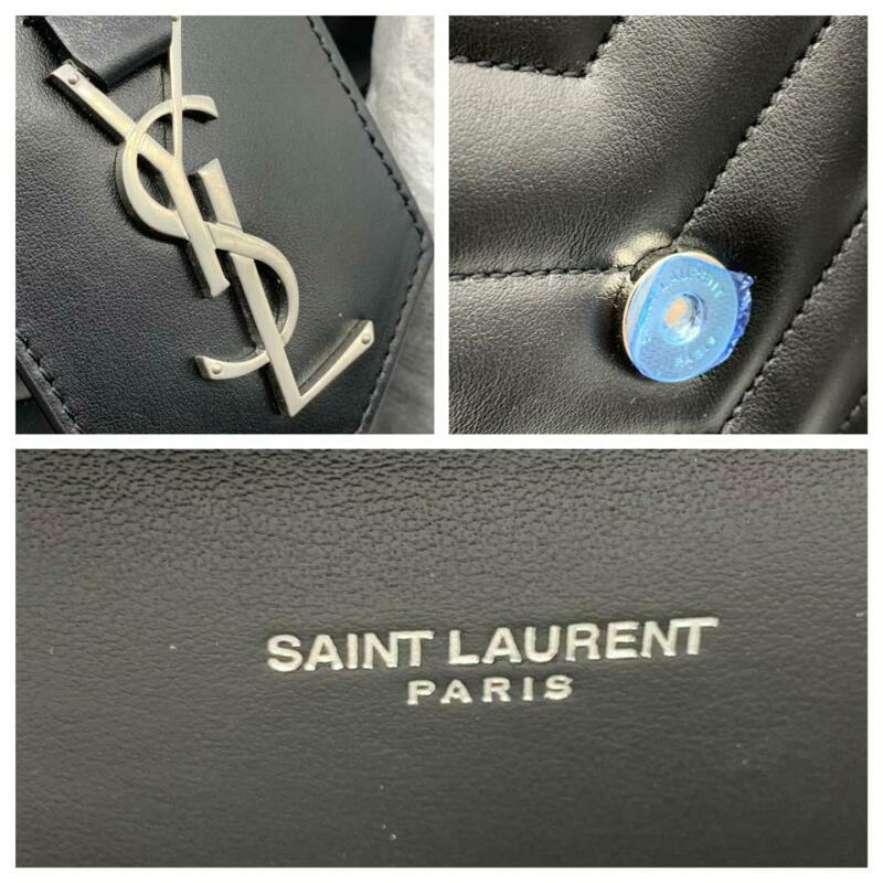 Saint Laurent Monogram Loulou Large Matelassé Shopper Black Leather Tote