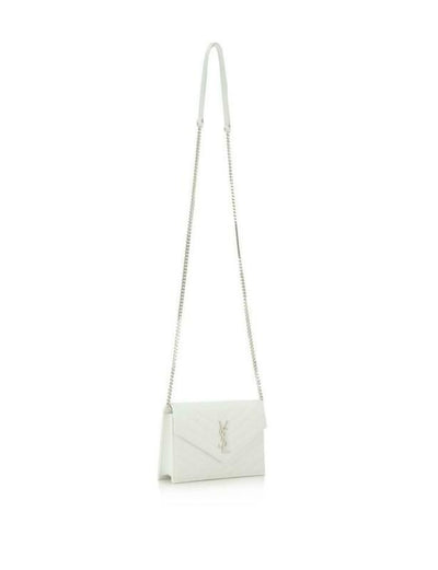 Saint Laurent Chain Wallet Classic Monogramme Envelope White Leather Cross Body