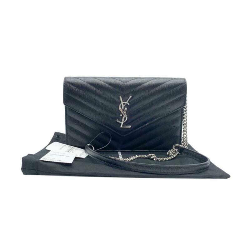 Saint Laurent Chain Wallet Envelope Woc Monogram Black Leather Cross Body Bag