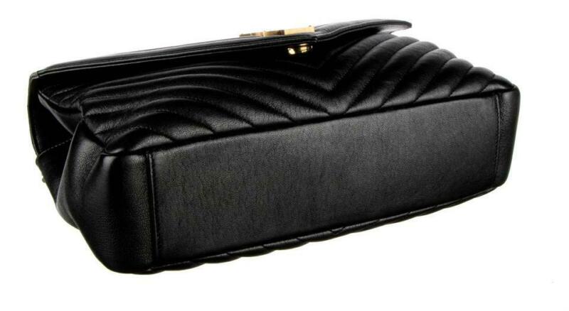 Saint Laurent Matelasse Chevron Large College Monogram Satchel Black Sheepskin