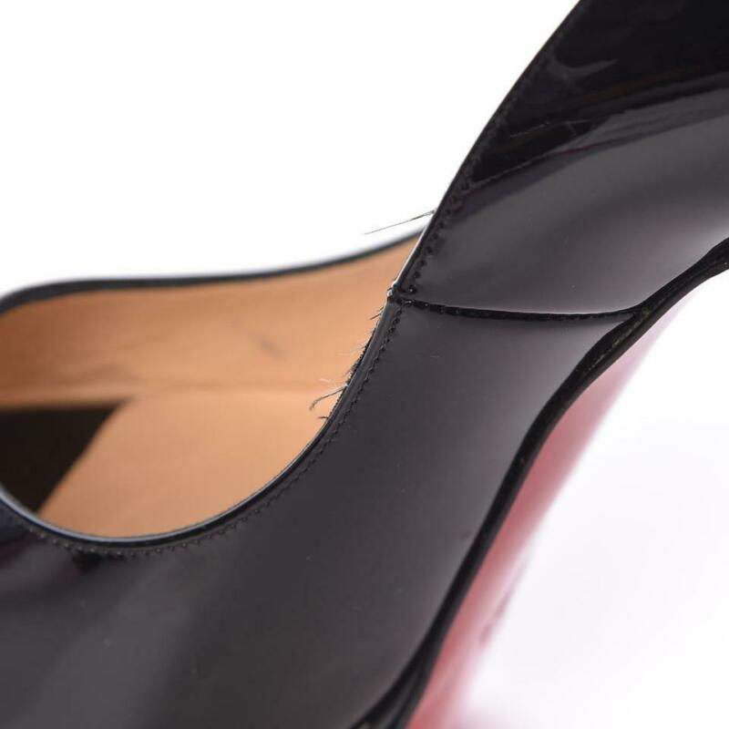 Christian Louboutin Black Patent Calfskin Lady 150 Peep Toe Platform Pumps
