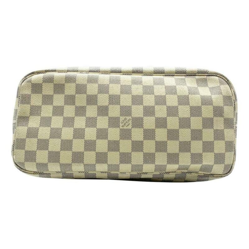 Louis Vuitton Neverfull Mm White Damier Azur Canvas Tote
