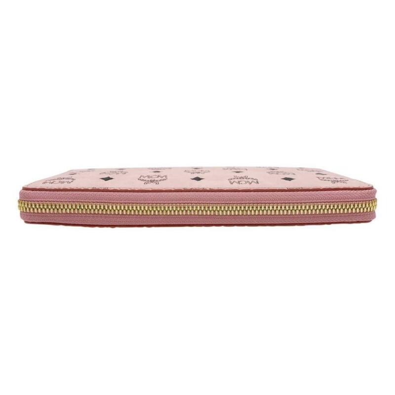 MCM Pink Logo-embossed Large Zip Light Wallet