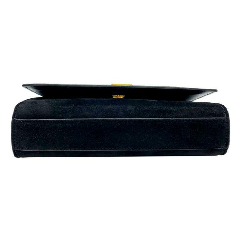 Saint Laurent Monogram Kate New Small Monogram Gold Black Suede Leather