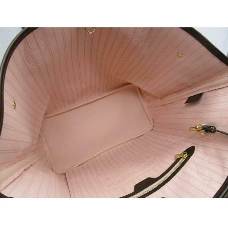 Louis Vuitton Neverfull 2019 Mm Damier Ebene Rose Ballerine Brown Coated Canvas