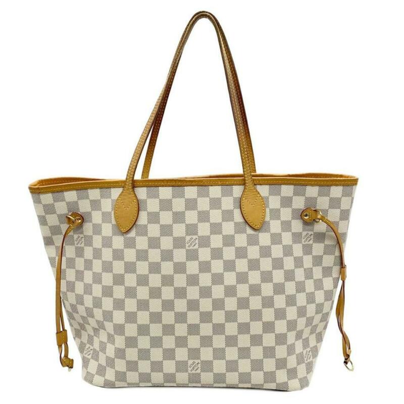 Louis Vuitton Neverfull Mm Rose Ballerine White Damier Azur Canvas Tote