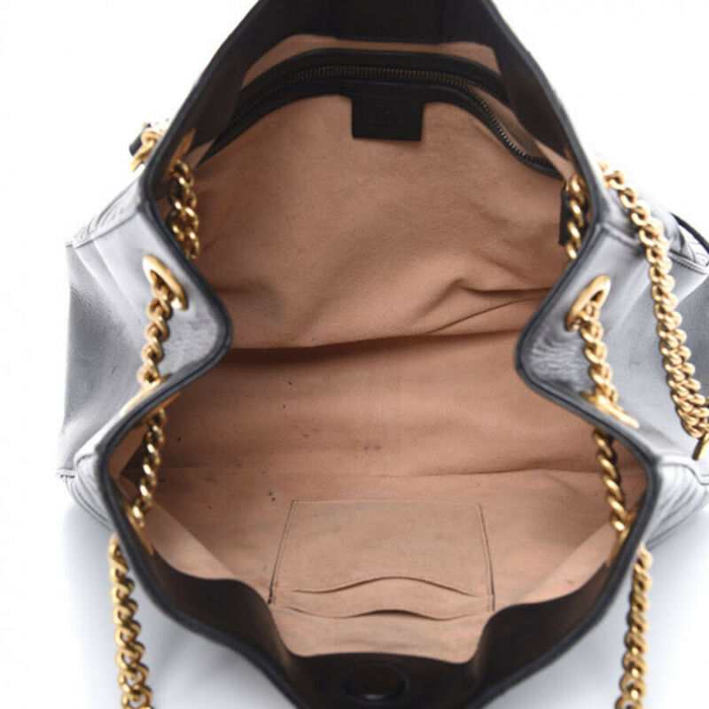 Gucci GG Marmont Calfskin Matelasse Medium Black Leather Shoulder Bag