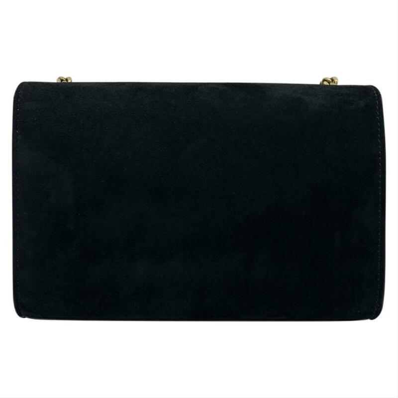 Saint Laurent Monogram Kate New Small Monogram Gold Black Suede Leather