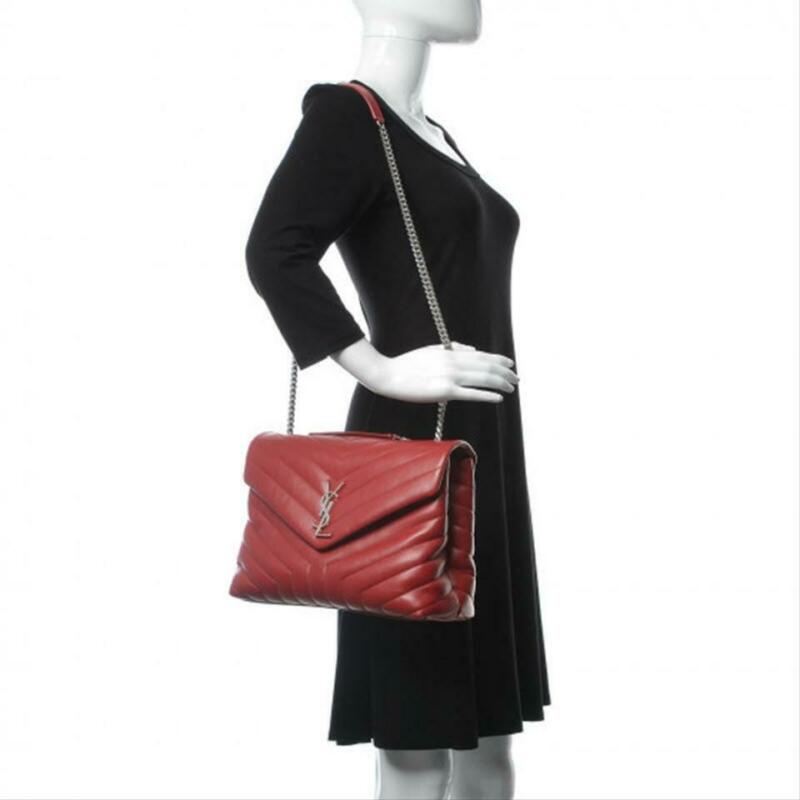 Saint Laurent Monogram Loulou Calfskin Matelasse Medium Monogram Chain Satchel