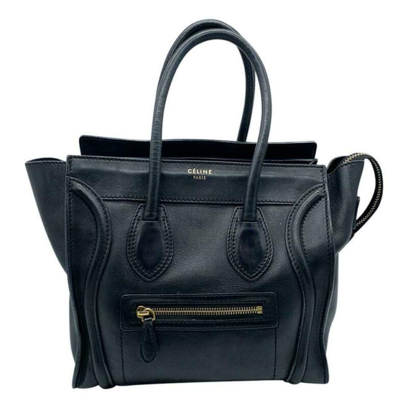 Céline Luggage Micro Black Leather Tote