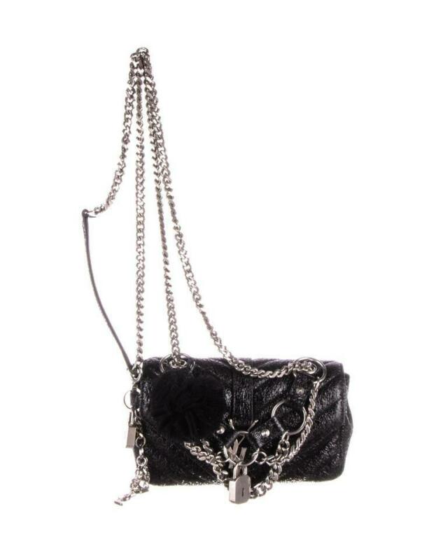 Saint Laurent Collège Mini Quilted Monogram Punk Crackled Chain Black Leather