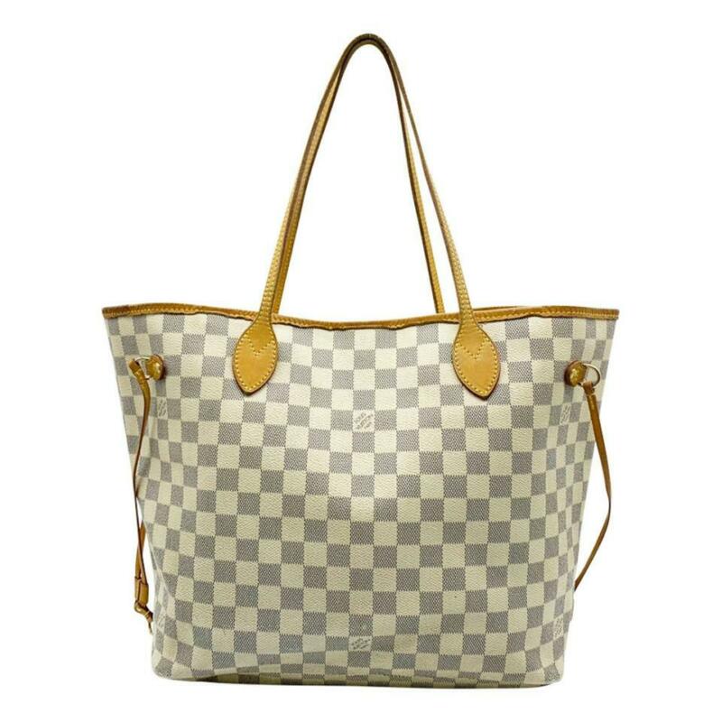 Louis Vuitton Neverfull Mm White Damier Azur Canvas Tote