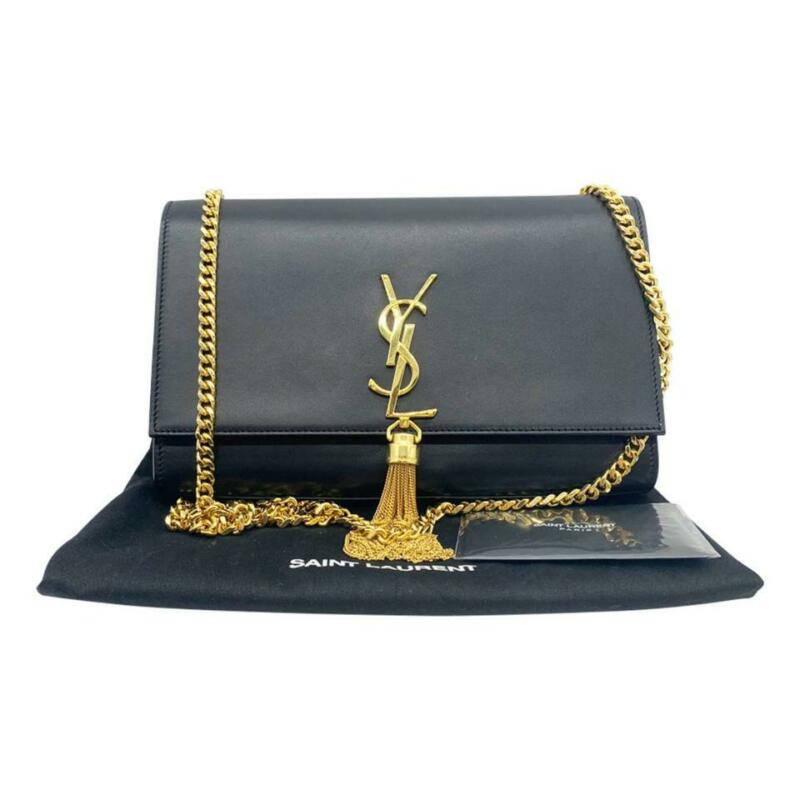 Saint Laurent Monogram Kate Clutch W Medium Smooth W/ Tassel Black Calfskin