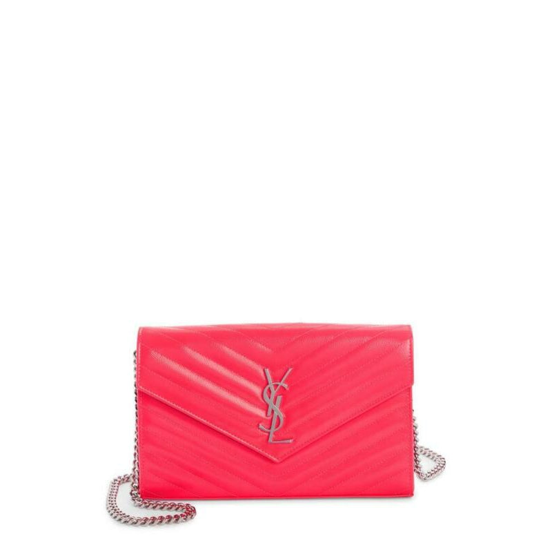Saint Laurent Chain Wallet Medium Woc Neon Pink Patent Leather Cross Body Bag
