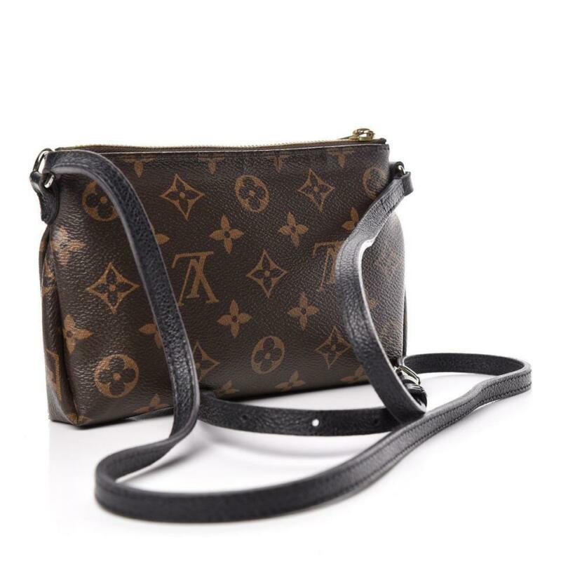 Louis Vuitton Clutch Crossbody Pallas Black Monogram Canvas Shoulder Bag