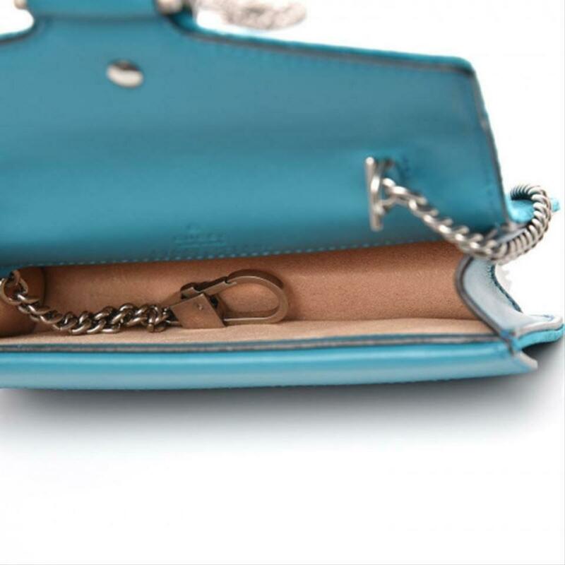 Gucci Chain Dionysus Super Mini Peacock Blue Velvet Cross Body Bag