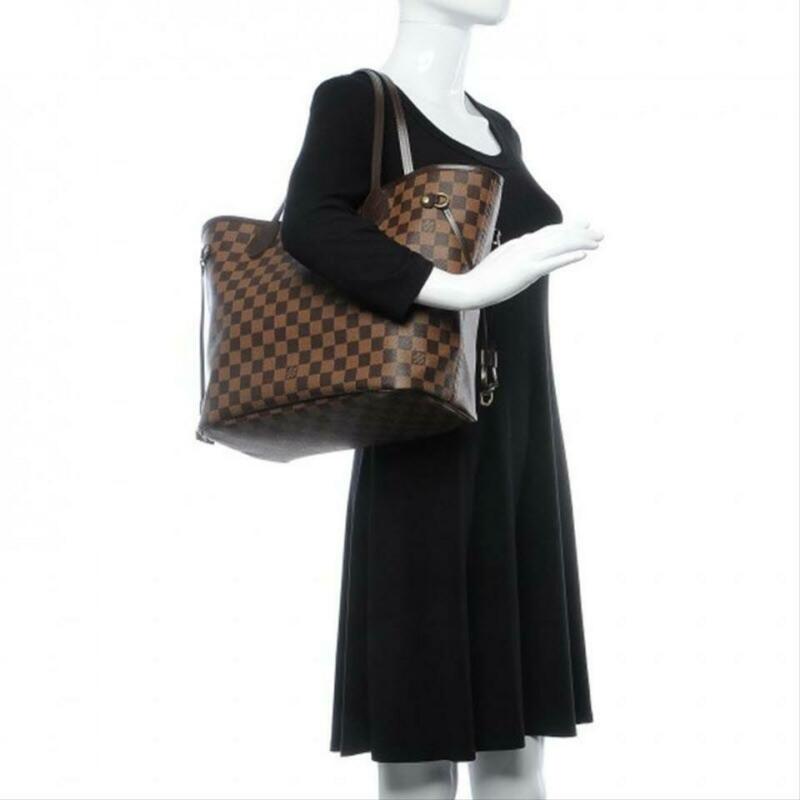 Louis Vuitton Neverfull Mm Pink Rose Ballerine Brown Damier Ébène Canvas Tote