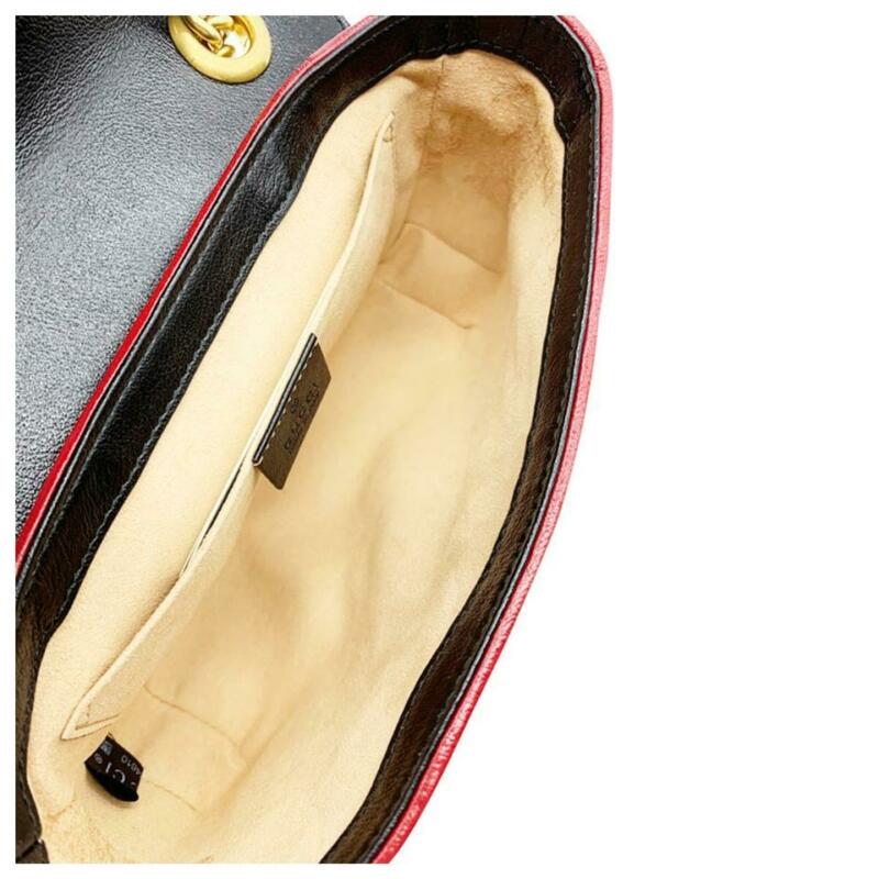 gucci black mini gg marmont 2.0 backpack 191451f042002 Gucci Marmont Gg 2.0 Mini Pattern Black Leather Shoulder Bag