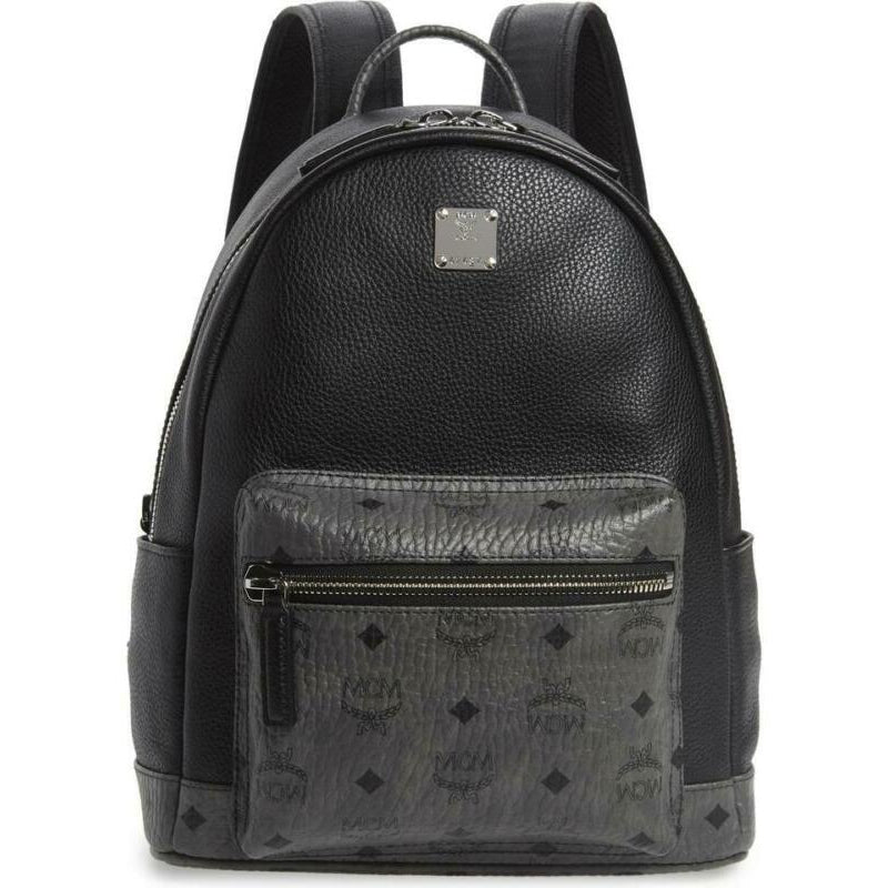MCM Small Visetos Canvas Black Leather Backpack