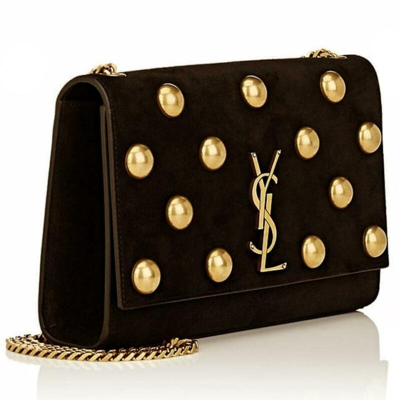 Saint Laurent Monogram Kate Monogram Ysl Medium Dome-stud Black Suede Leather