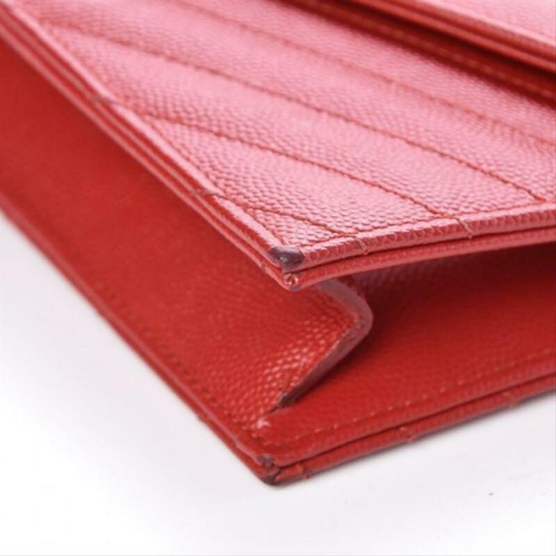 Saint Laurent Chain Wallet Small Monogram Matelasse Red Leather Cross Body Bag