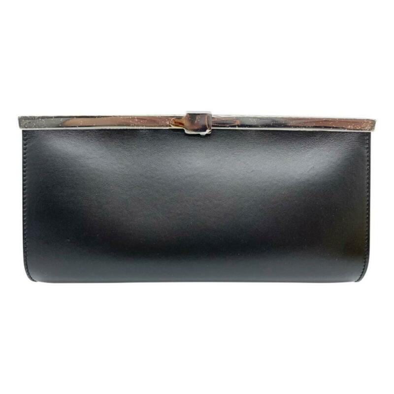 Christian Louboutin Clutch Palmette Calfskin Frame Chain Black Leather Shoulder