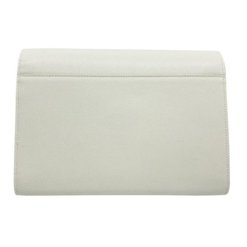 Saint Laurent Wallet on Chain Cassandre Ysl Monogram White Leather Cross BodyBag