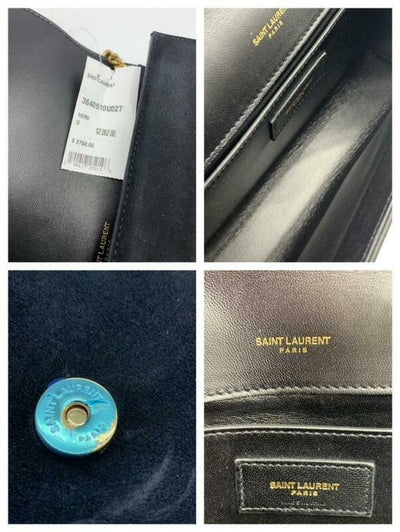 Saint Laurent Monogram Kate Monogram Ysl Medium Dome-stud Black Suede Leather