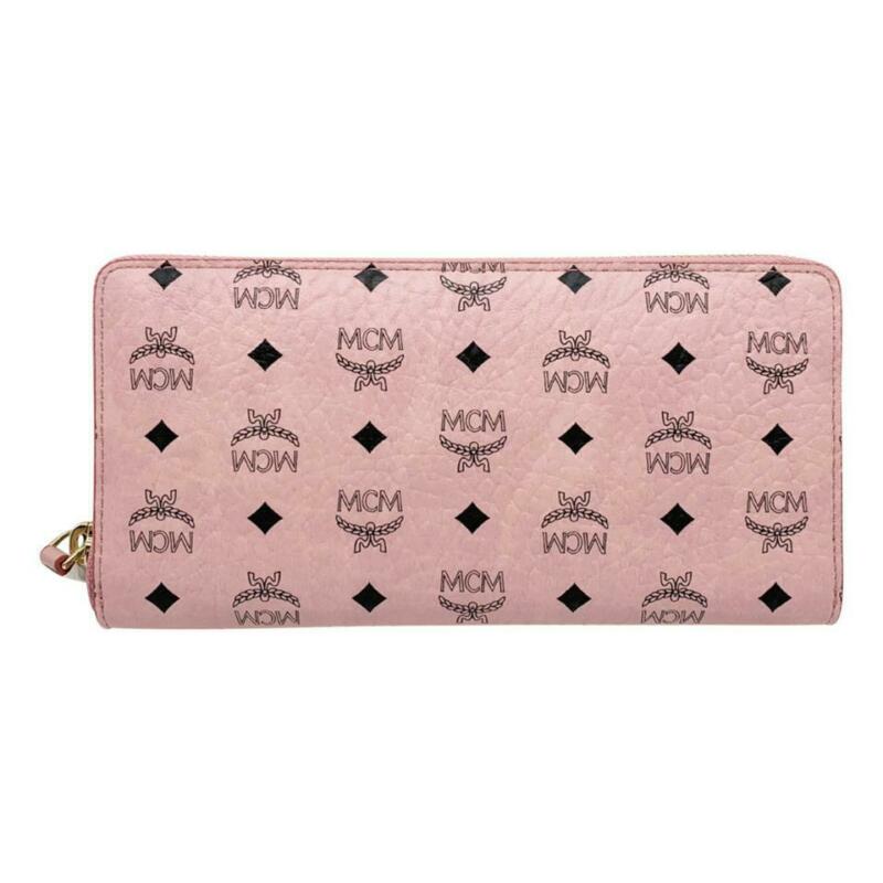 MCM Pink Logo-embossed Large Zip Light Wallet