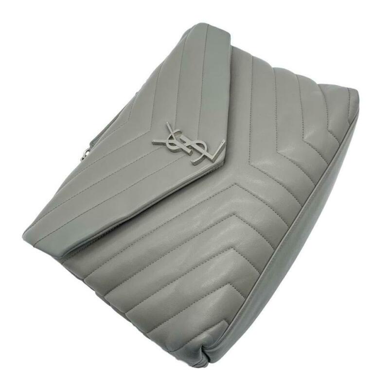 Saint Laurent Monogram Loulou Calfskin Matelasse Medium Monogram Chain Gray