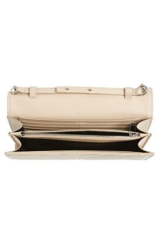 Saint Laurent Monogram Medium Wallet On A Chain Woc Beige Leather Cross Body Bag