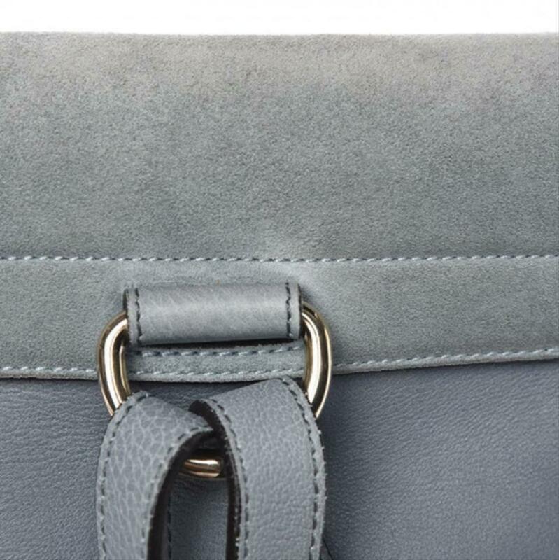 Chloé Faye Suede Calfskin Small Cloudy Blue Leather Backpack