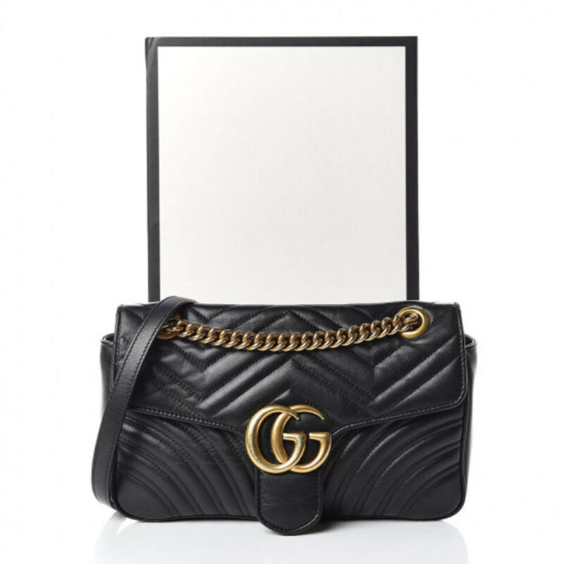 Gucci Marmont Small Gg Matelassé Black Calfskin Shoulder Bag