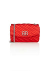Balenciaga Round Quilted Jacquard Bb Wallet On A Chain Red Satin Cross Body Bag