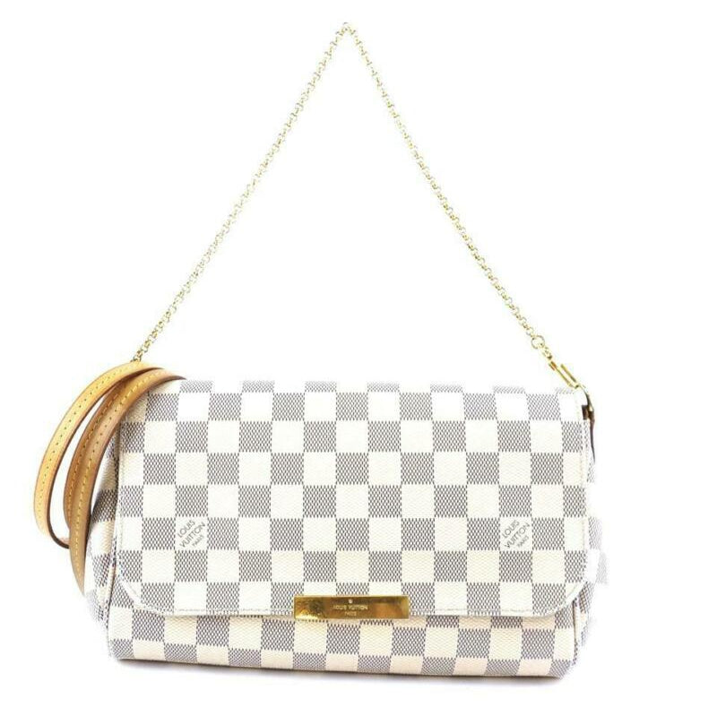 Louis Vuitton Favorite Mm White Damier Azur Canvas Cross Body Bag