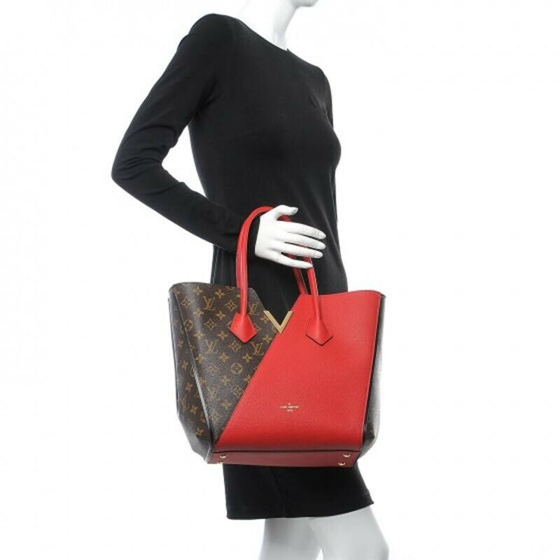 Louis Vuitton Kimono Mm Red Leather Tote Monogram Cerise Hobo 2015 Calfskin