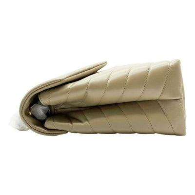 Saint Laurent Monogram Loulou Medium Calf Flap-top Beige Calfskin Leather