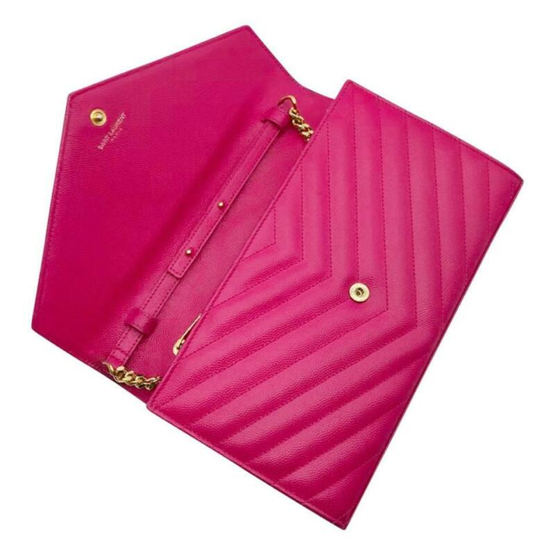 Saint Laurent Chain Wallet Medium Monogram Ysl Pink Leather Cross Body Bag